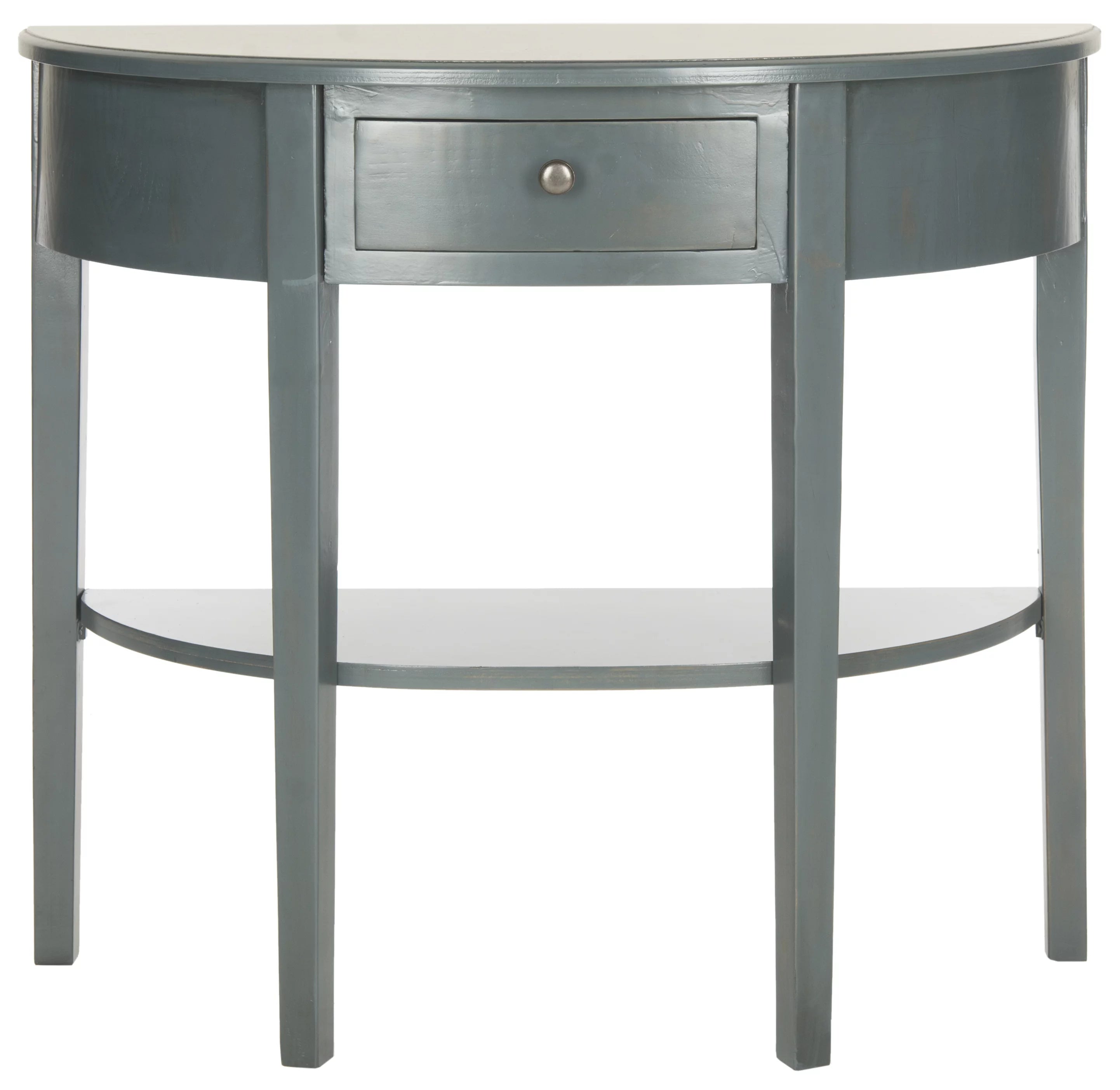 Steel Teal Demilune Console with Storage Drawer U385016