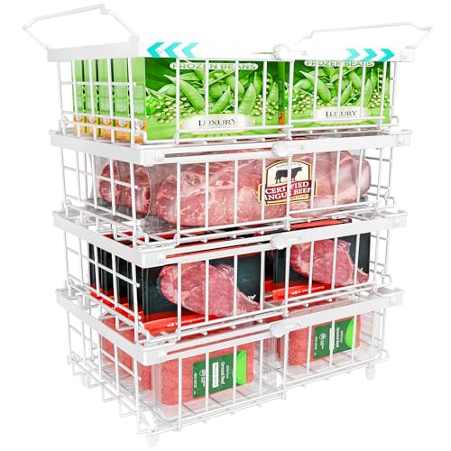 Expandable Stackable Freezer Baskets, 4 PCS, White G6773