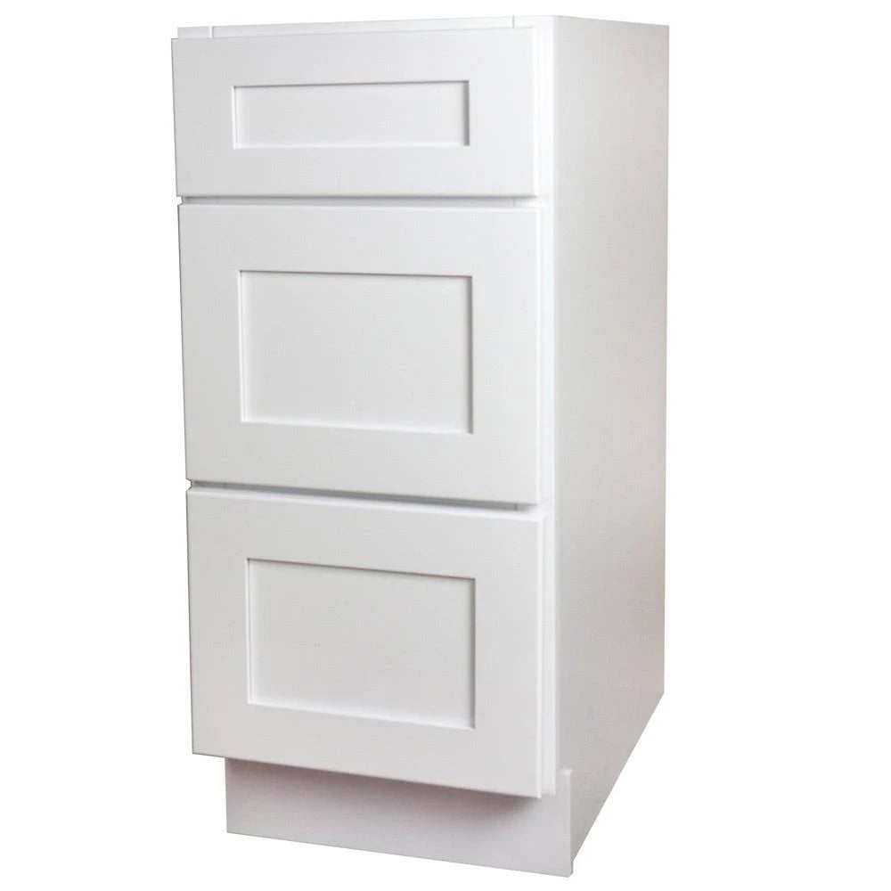 White Shaker 3 Drawer Kitchen Base Cabinet (15x22) Q79954