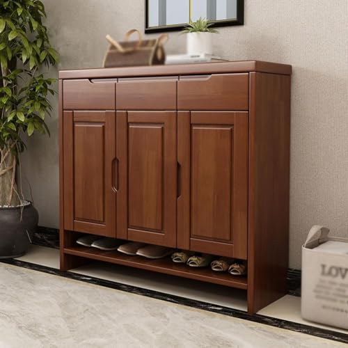 Solid Wood Shoe Cabinet with 3 Storage Drawers D597