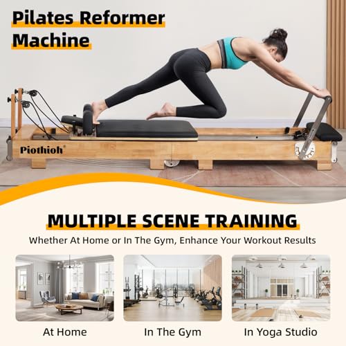 Oak Frame Foldable Wooden Pilates Reformer with Springs Jump Board Sitting Box R88241