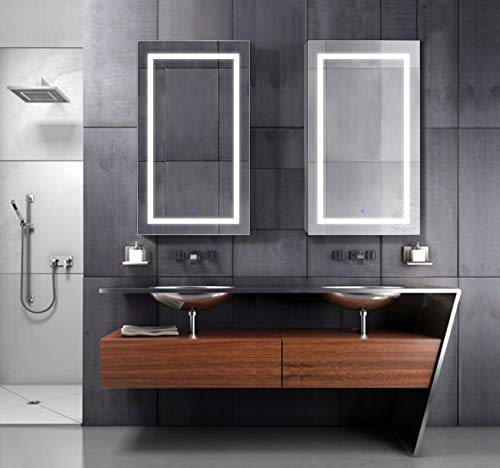 LED Medicine Cabinet 24 Inch X 36 Inch Mirror Cabinet with Dimmer Defogger 3X Makeup Mirror Outlet USB R535