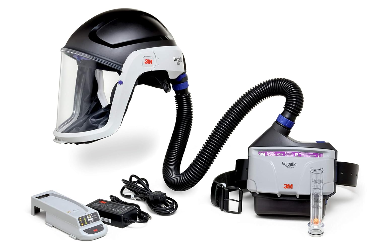 3M PAPR Respirator, Versaflo Powered Air Purifying Respirator Kit, TR-300N+ HIK, Heavy Industry, Hard Hat Assembly, All-in-One Respiratory Protection for Particulates, NIOSH Approved, Grinding P32052