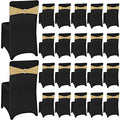 50 Sets Spandex Stretch Chair Slipcovers with Chair Bands Bows (Black, Rose Red) W754
