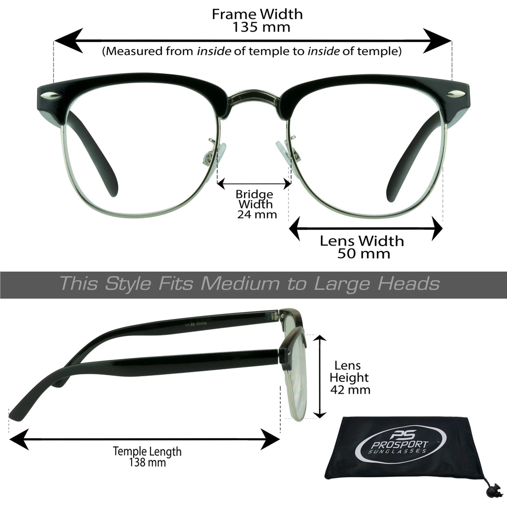 Horn Rimmed Frame Reading Glasses 2 Pairs D413