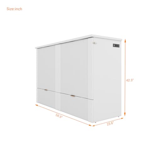 Grey Full Size Wood Murphy Bed with Storage N867894