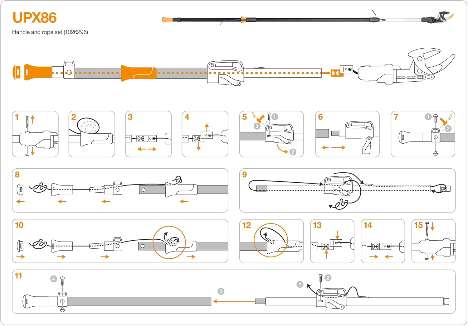 Black/Orange replacement handle and rope H557