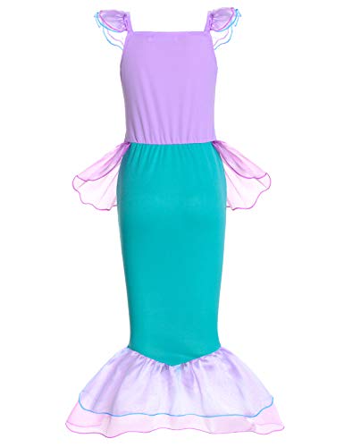 Pink Little Girls Princess Mermaid Costume with Wig Crown P5662