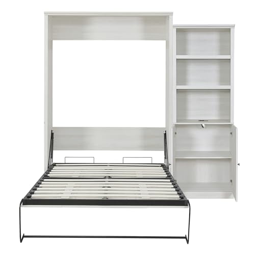 Queen Size Murphy Wall Bed with 1 Side Cabinet Storage Shelf N231856