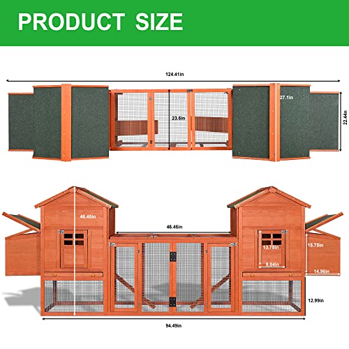Large Metal Chicken Coop Hexagonal Walk-in Poultry Cage with Anti-UV Cover (13.1 * 8.6ft) D1196