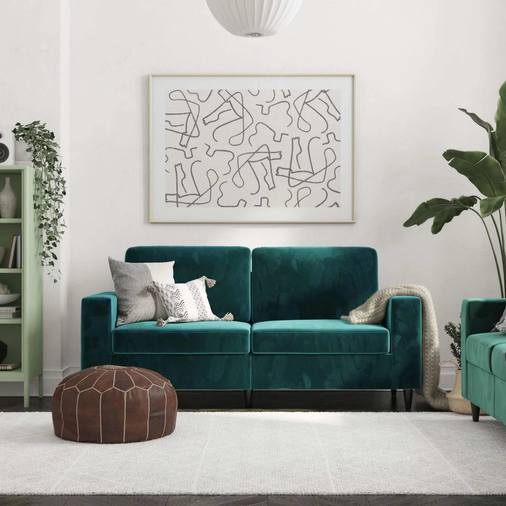 Green Velvet 3 Seater Sofa Y2849