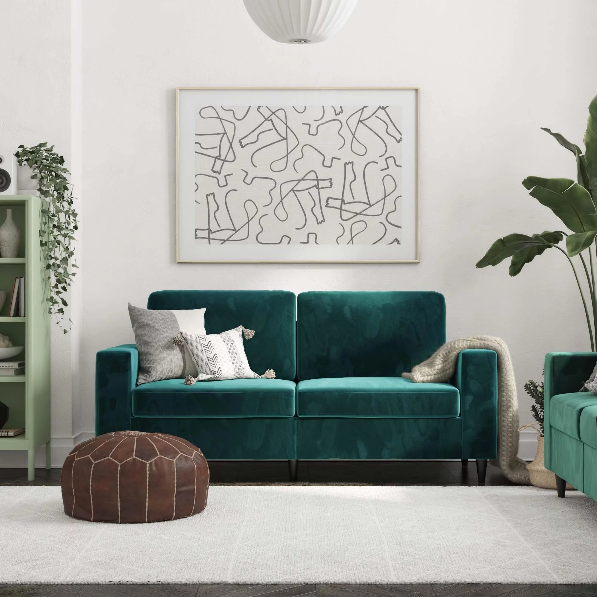 Green Velvet 3 Seater Sofa Y2849