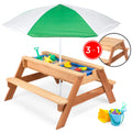 Green 3-in-1 Wood Activity Sand & Water Picnic Table with Umbrella P408043