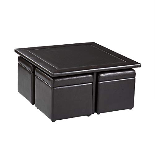 Dark Chocolate Nesting Coffee Table and Storage Ottomans Set H559
