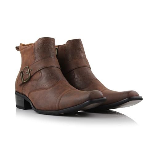 Mens Memory Foam Casual High Western Buckle Strap Ankle Dress Boots X24318