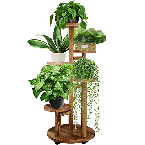 5 Tiered Walnut Wood Plant Stand W566