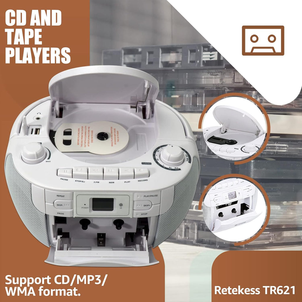 Portable AM FM CD and Cassette Player Boombox D482