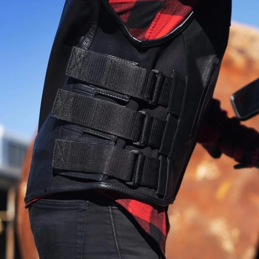 Men's Motorcycle Biker Riding Leather Vest V45094