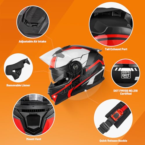 Modular Full Face Flip up Motorcycle Helmet P9089