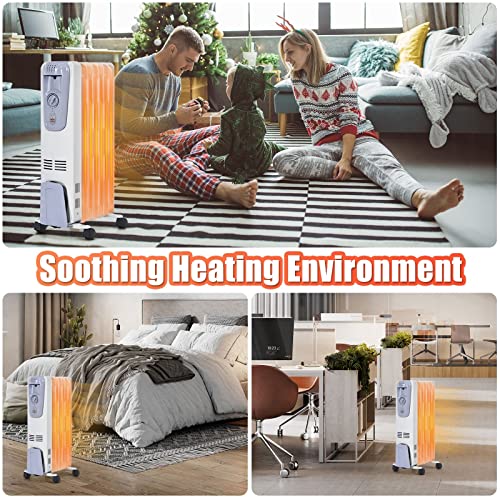 Oil Filled Radiator Heater with Adjustable Thermostat, 3 Heat Settings P7180