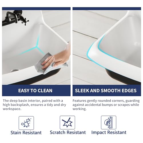 White and Black Porcelain Utility Sink I78176
