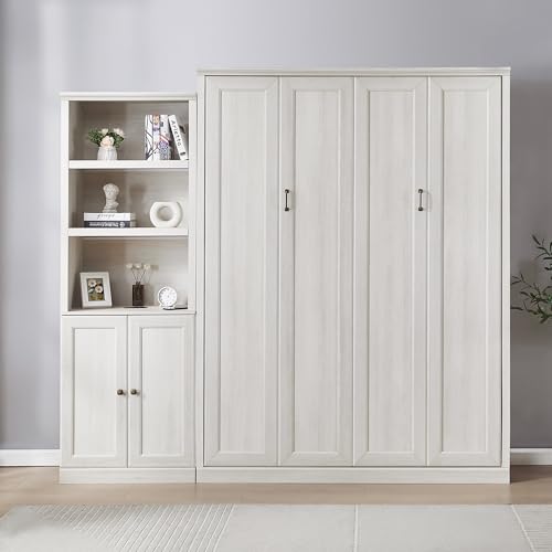 Queen Size Murphy Wall Bed with 1 Side Cabinet Storage Shelf N231856