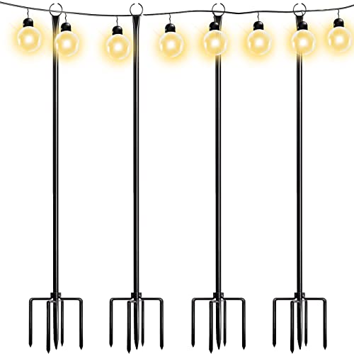 9.4FT Outdoor Metal String Light Pole with 5-Prong Fork Steel Stand S720