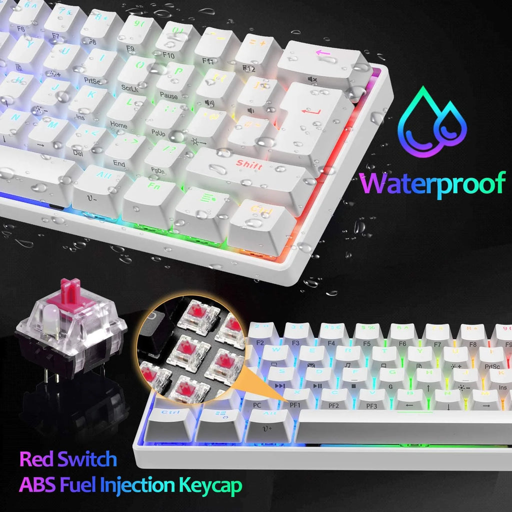 White 62 Keys Wired Mechanical Gaming Keyboard H72860