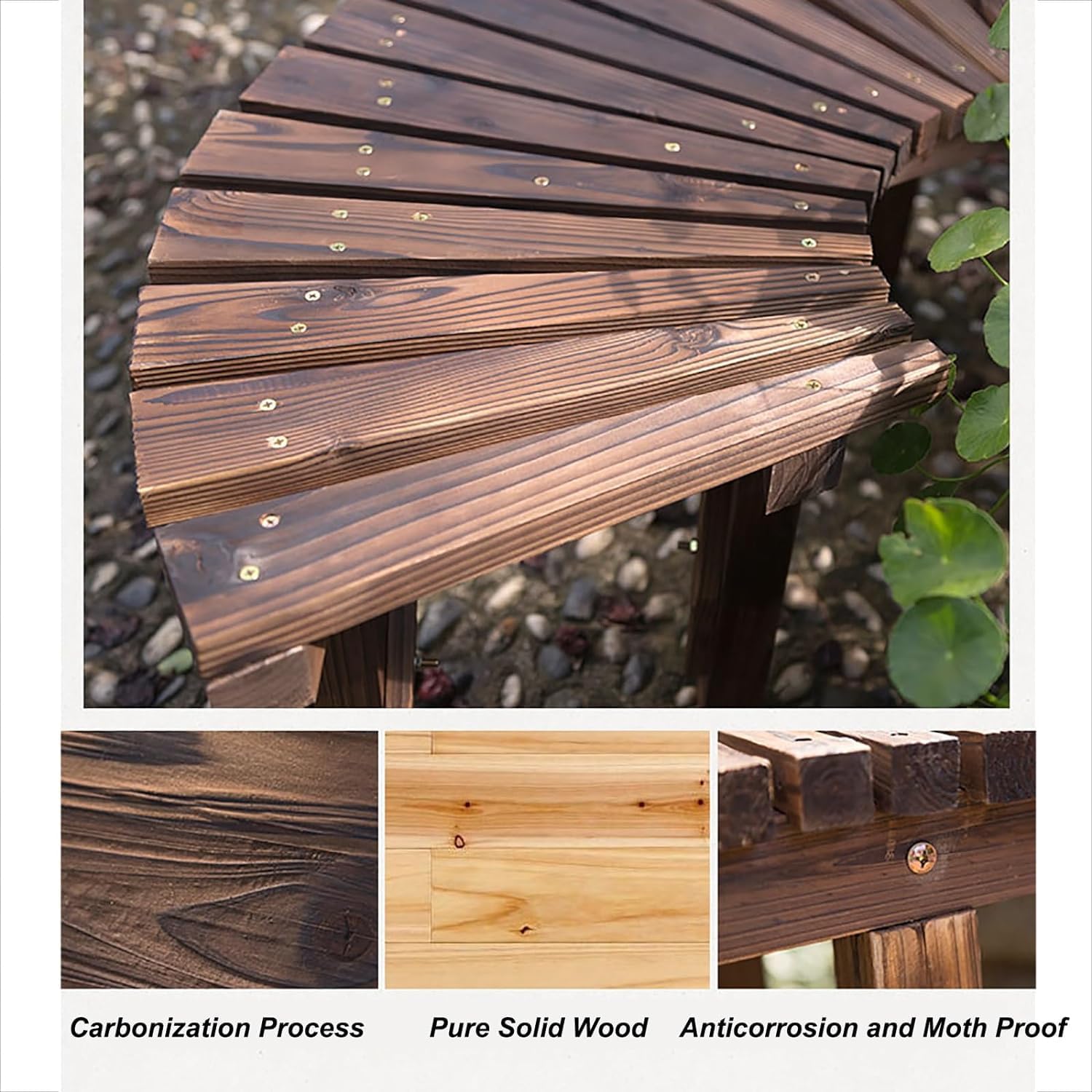 Wooden Outdoor Curved Bench H41989