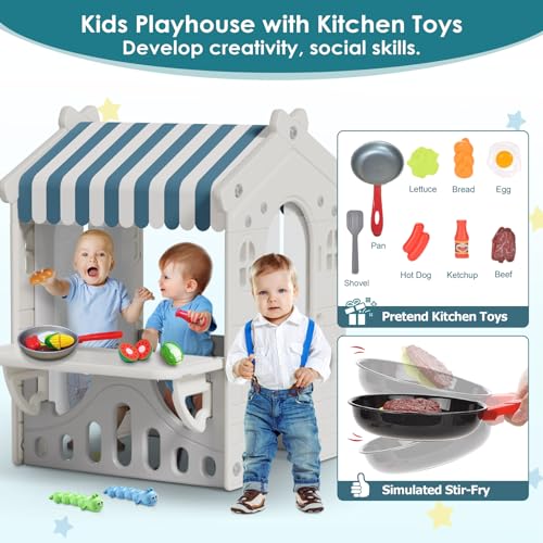Kids Playhouse with Kitchen Toys Set Blue G286