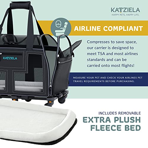 Rolling Pet Carrier with Removable Wheels and Mesh Windows J3370