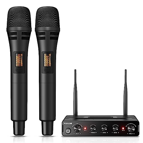 Wireless Microphone System, UHF Cordless Handheld Dynamic Mic Kit with Receiver, Black D65346