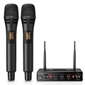 Wireless Microphone System, UHF Cordless Handheld Dynamic Mic Kit with Receiver, Black D65346