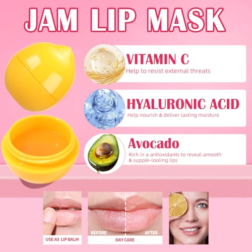 6 PCS Mini Strawberry Lemon Peach Cherry Moisturizing Lip Sleeping Mask Set Y763975