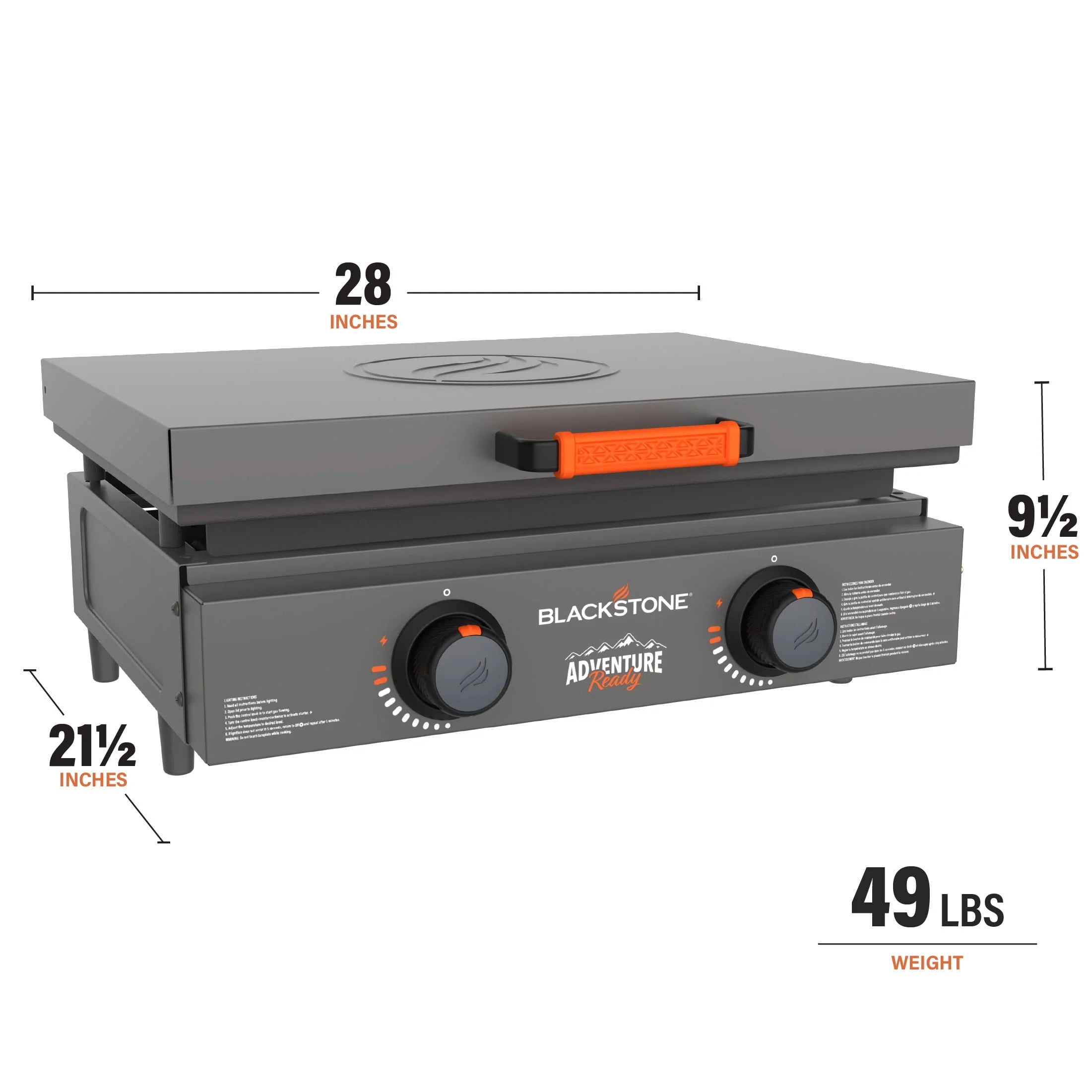 Black 2-Burner 22 Propane Griddle with Hard Cover Q74359