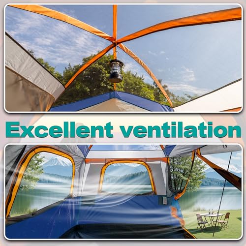 Waterproof PU2000mm Double Layer Tent for Camping, 8FT L x 8FT W x 7.2FT H X96707