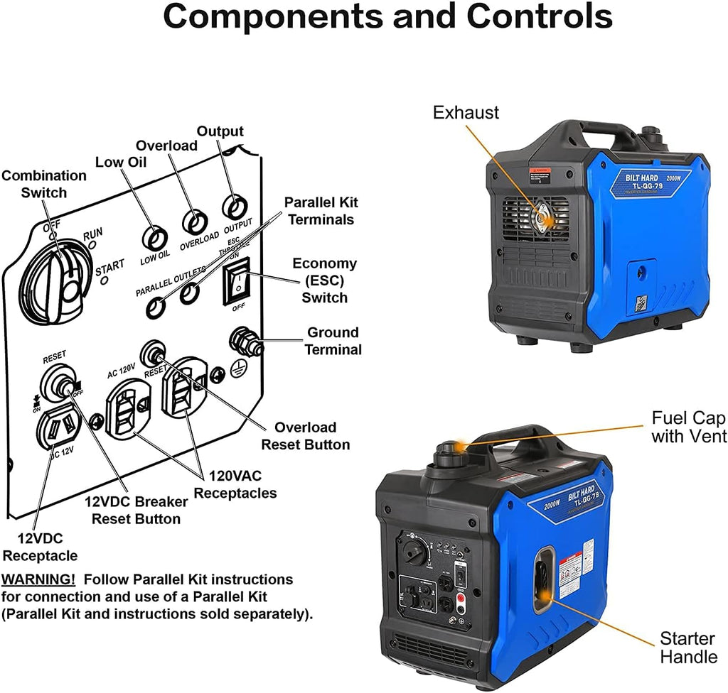 Portable Inverter Generator 2000 Watt Gas Powered G1980