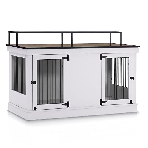 Large Wooden Dog Crate with Double Doors (Brown) K461