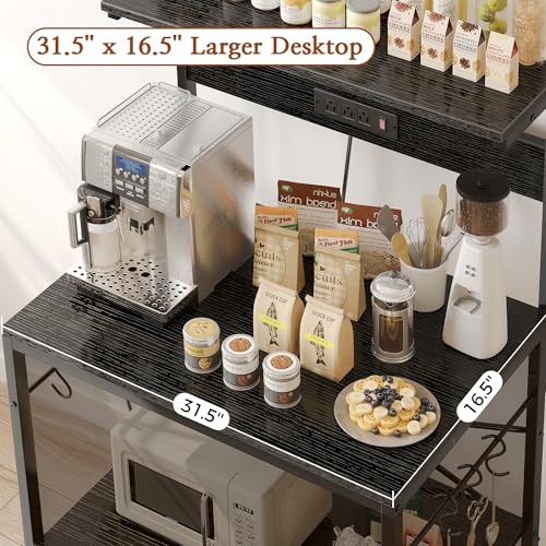 Rustic Brown 4 Tiers Kitchen Bakers Rack with Power Outlet B177