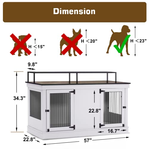 Large Wooden Dog Crate with Double Doors (Brown) K461