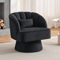 Black Teddy Fabric Swivel Barrel Accent Chair G844252