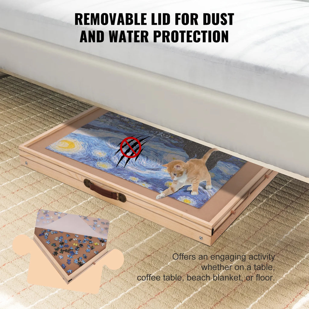 1500 Piece Puzzle Board with Folding Legs & 4 Sliding Drawers 32.7" x 24.6" Wooden Jigsaw Puzzle Table Z2456