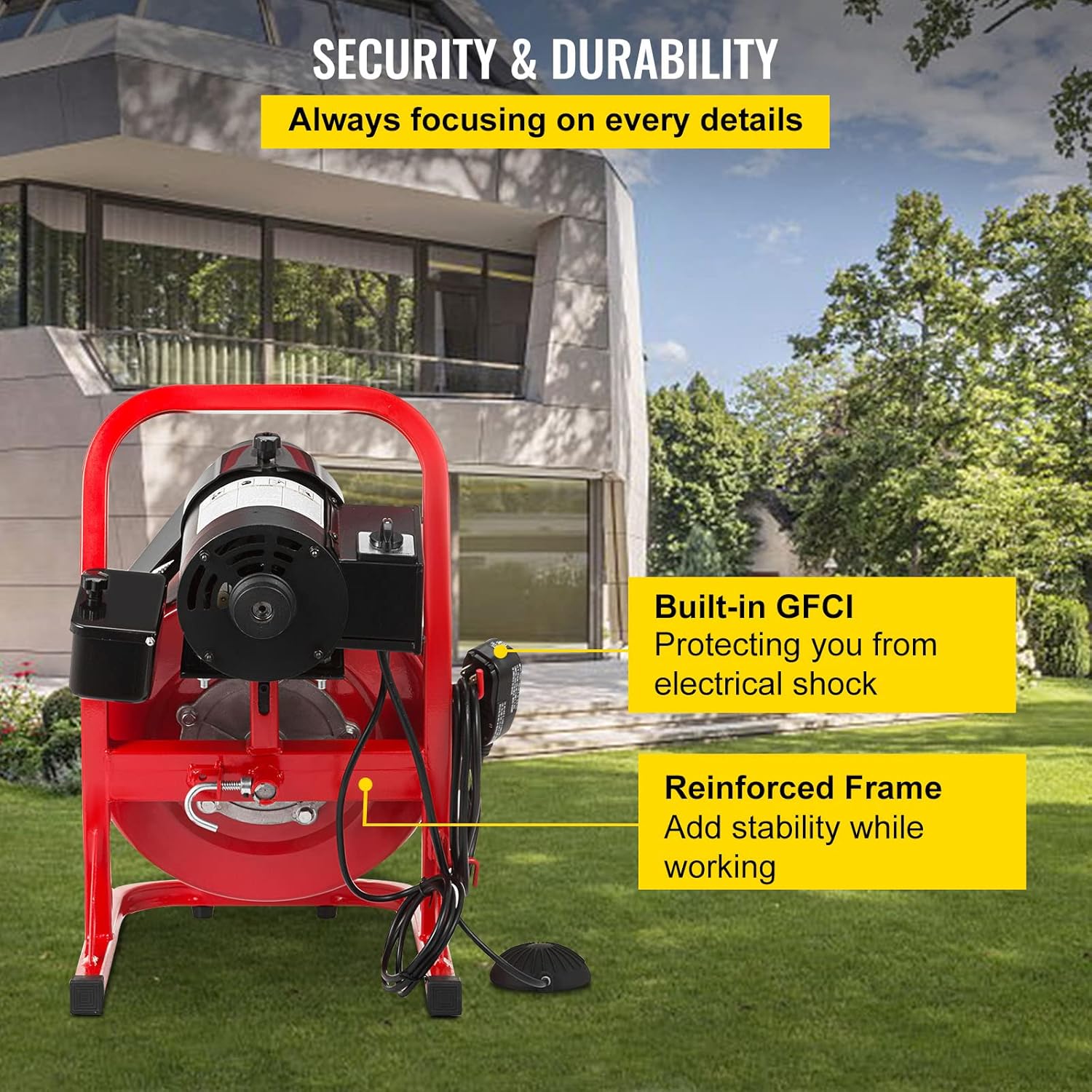 50 Ft x 3/8 Inch Portable Drain Cleaner with 8 Auger Bits I6026