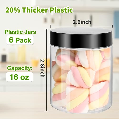 6 Pack 8 oz Clear Plastic Jars with Lids M1737