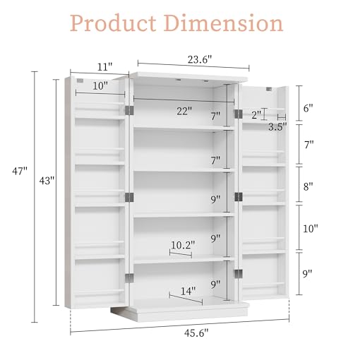 Black Wooden Pantry Cabinet with Doors and Adjustable Shelves R5718