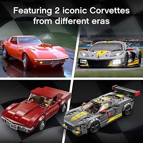 Chevrolet Corvette C8.R Race Car and 1969 Chevrolet Corvette Building Kit (512 Pieces) W2730