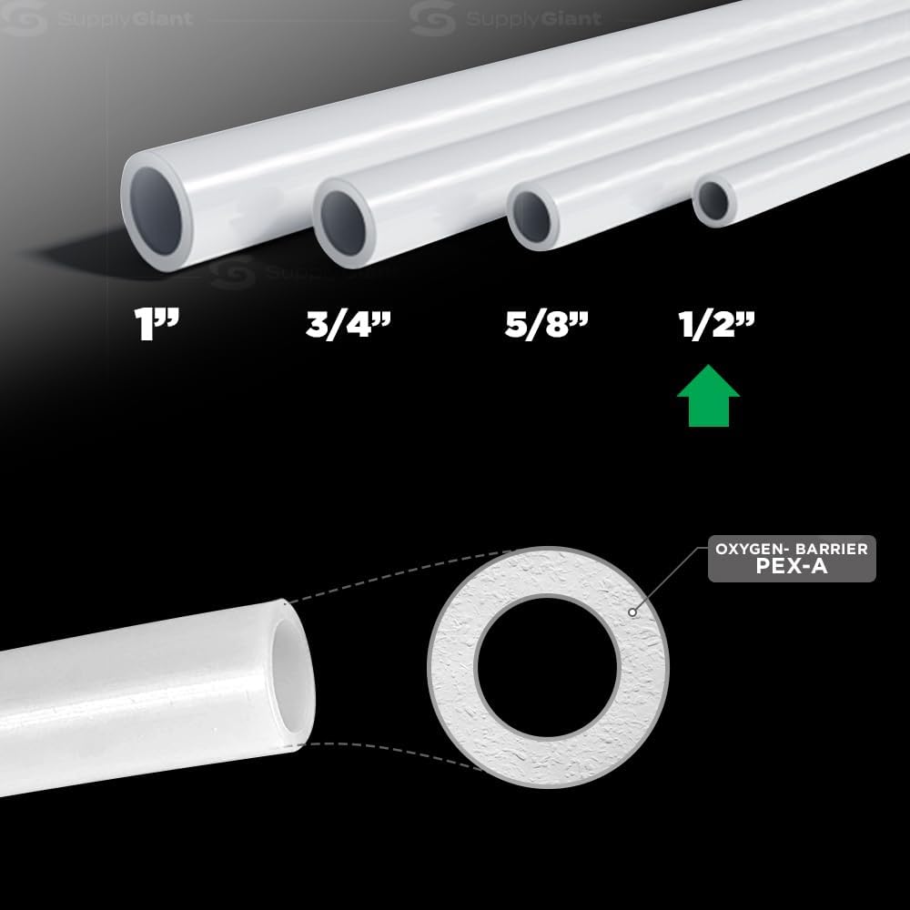 1/2 Inch X 100 Feet White PEX Pipe Tubing Coil U391