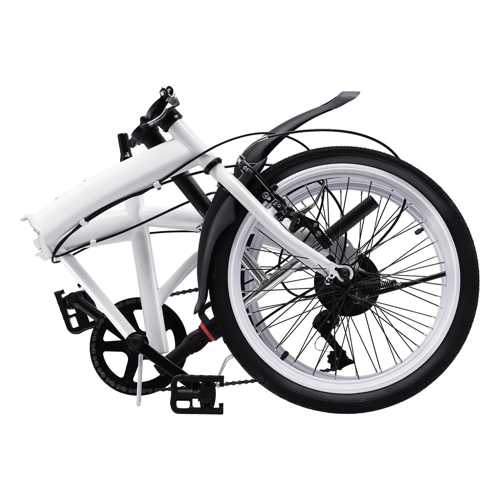 White 20 Inch 7 Speed Folding Bicycle U63288