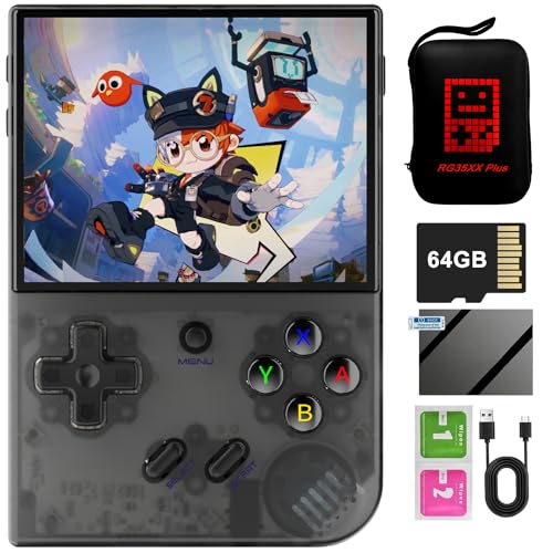 Black 3.5 Inch IPS Screen Retro Handheld Game Console with 64G TF Card C658600