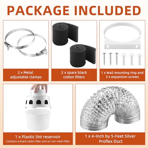 Indoor Dryer Vent Kit with 4-Inch Proflex Duct, White R552043